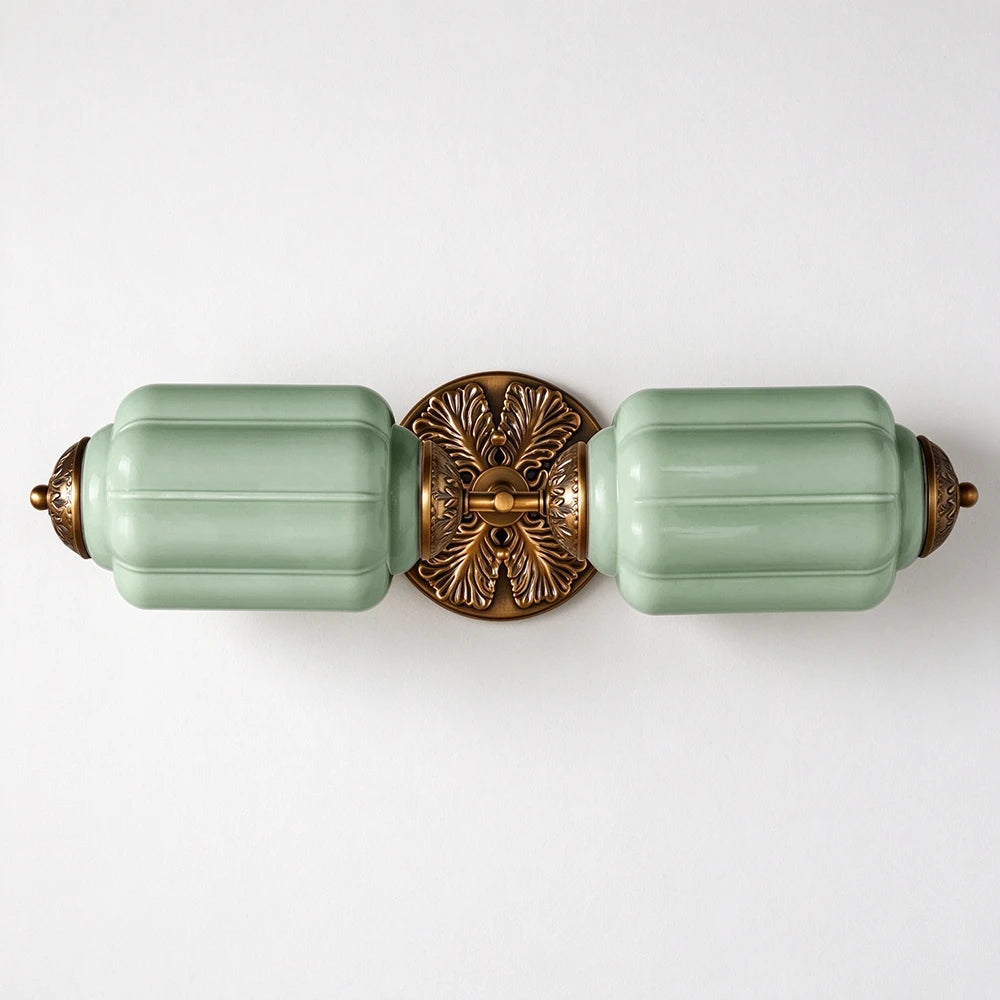 Florienne Vintage Double Wall Sconce with Ribbed Shades