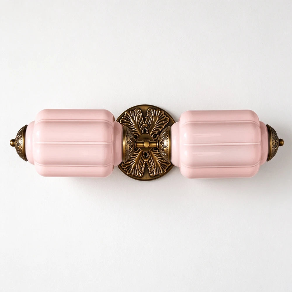 Florienne Vintage Double Wall Sconce with Ribbed Shades
