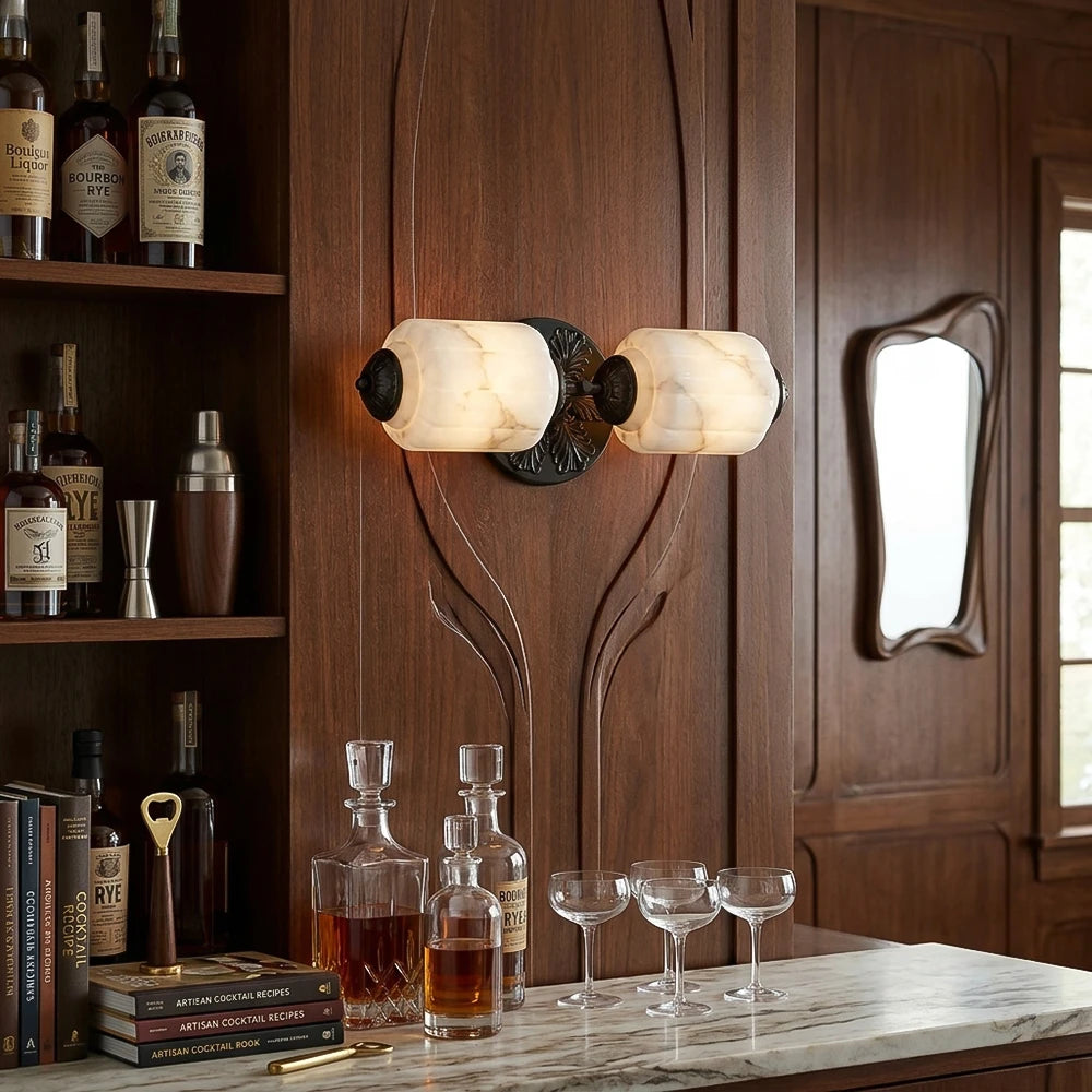 Florienne Vintage Double Wall Sconce with Ribbed Shades