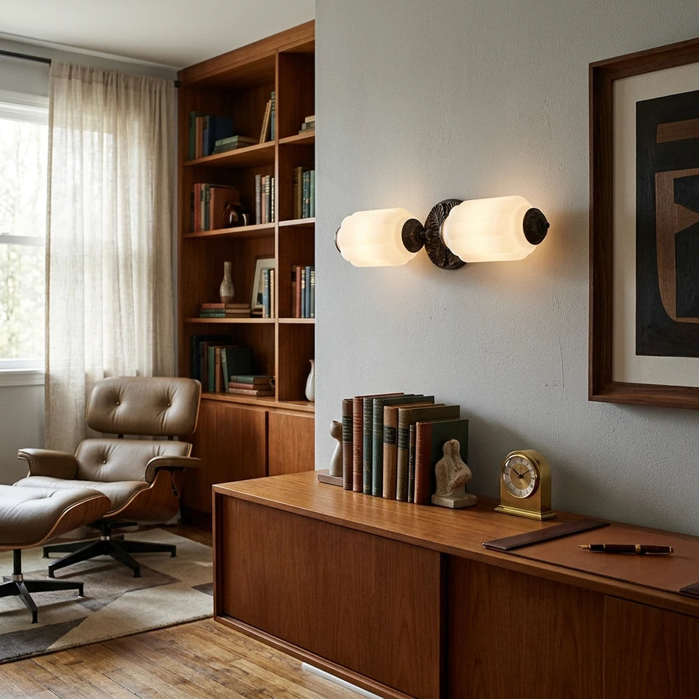 Florienne Vintage Double Wall Sconce with Ribbed Shades
