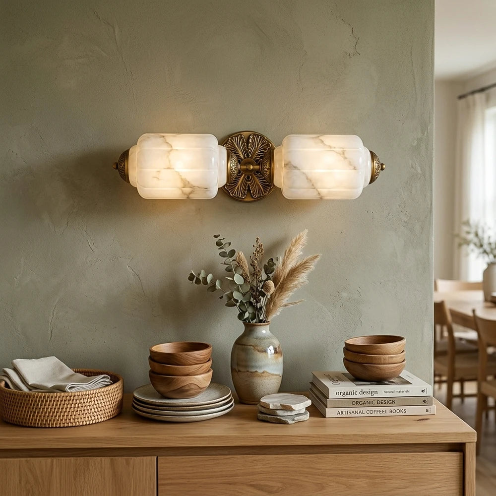 Florienne Vintage Double Wall Sconce with Ribbed Shades