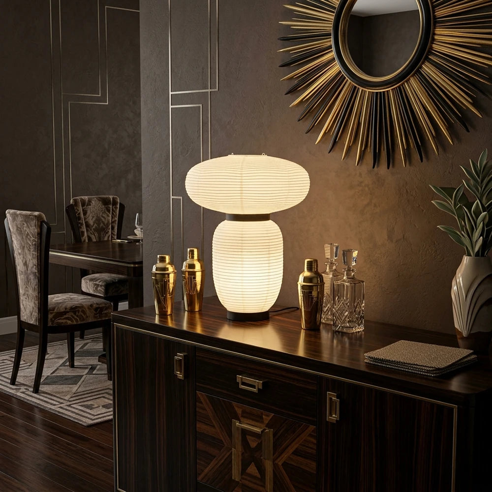 Japandi White Lantern Table Lamp