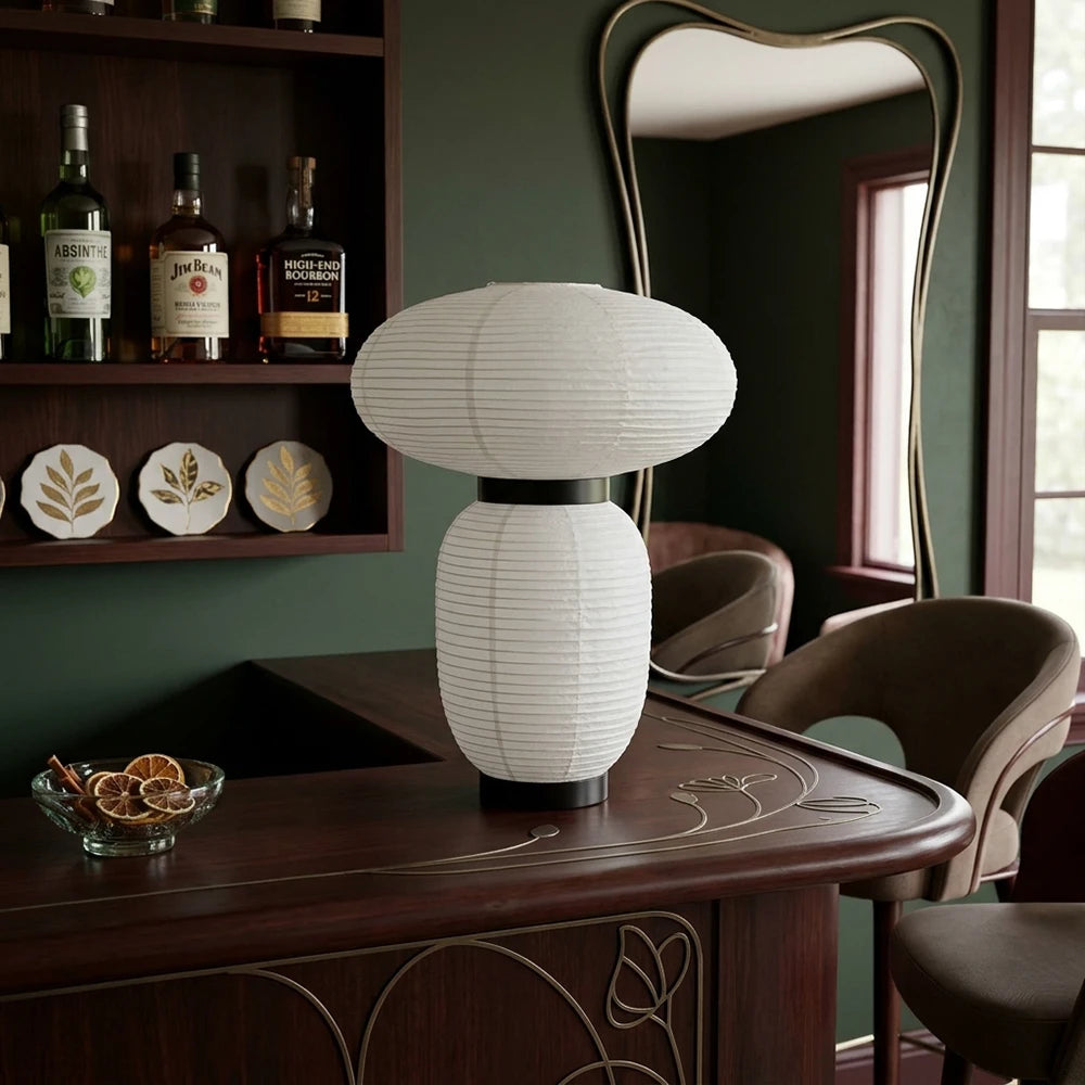 Japandi White Lantern Table Lamp