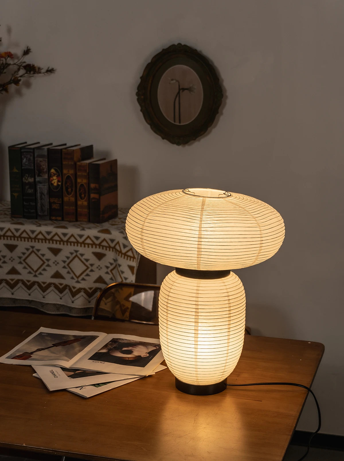 Japandi White Lantern Table Lamp