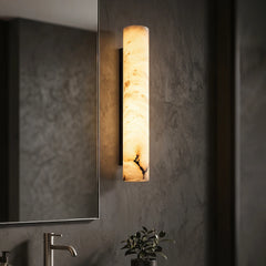 Linear Cylindrical Alabaster Wall Sconce