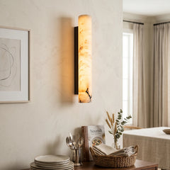 Linear Cylindrical Alabaster Wall Sconce