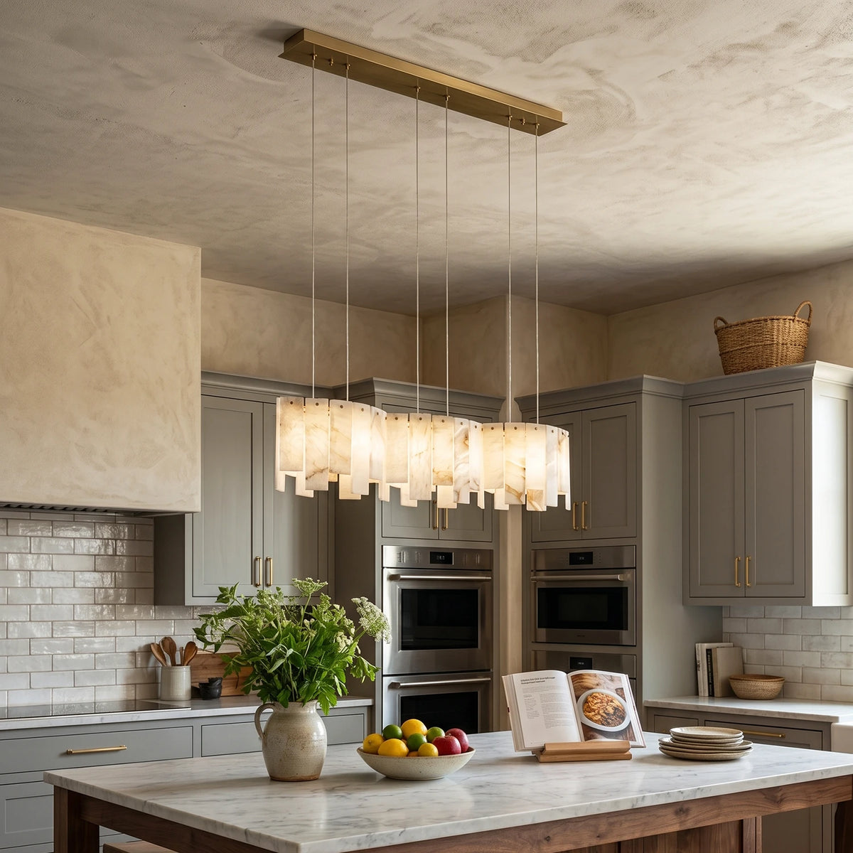 Luxury Alabaster Modern Layering Chandelier