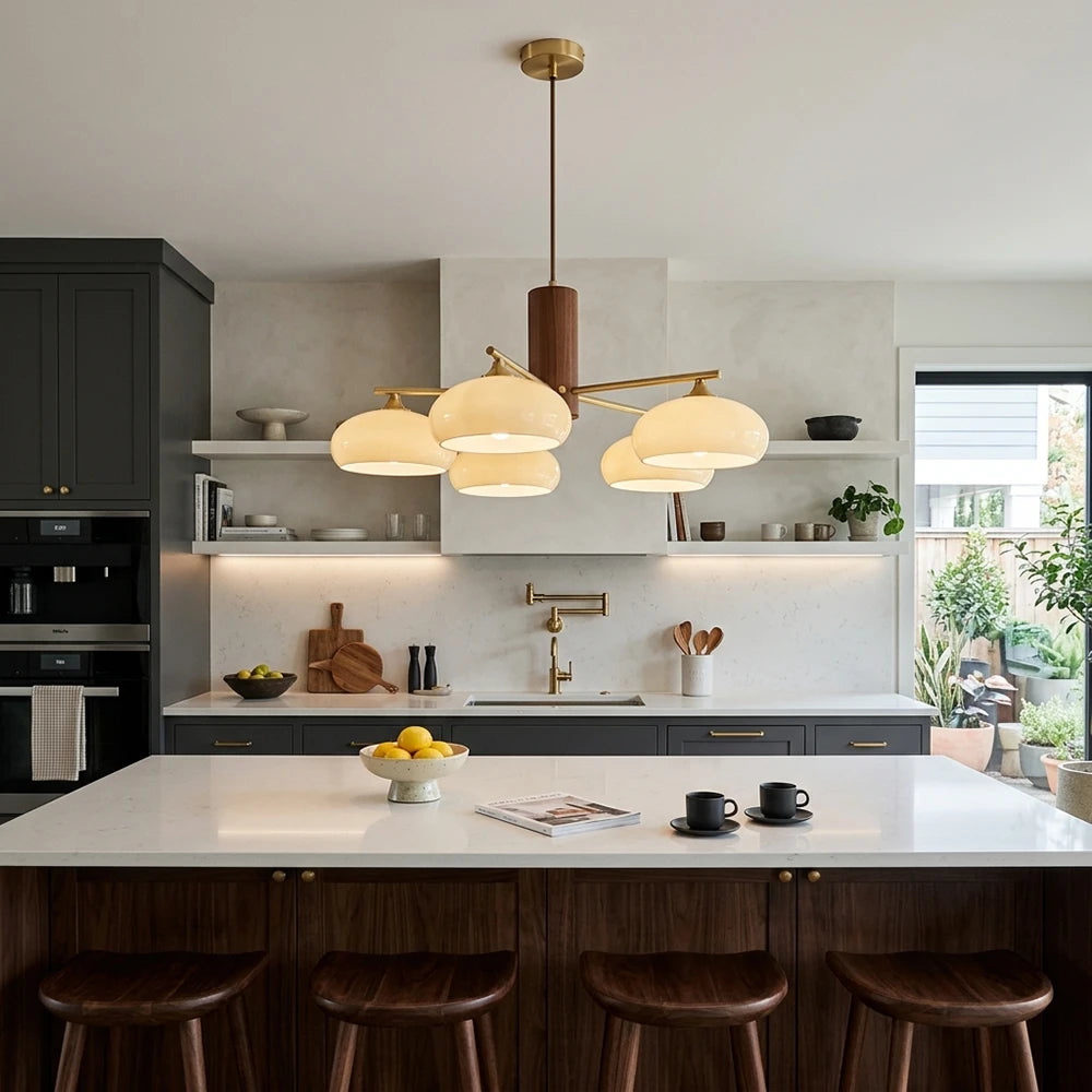 Marlow Wood-Tone Dome Chandelier