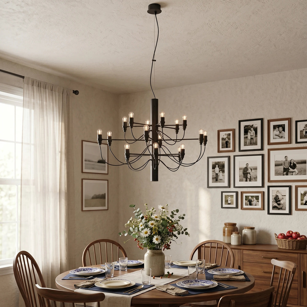 Multi Arm Tiered Candlestick Chandelier