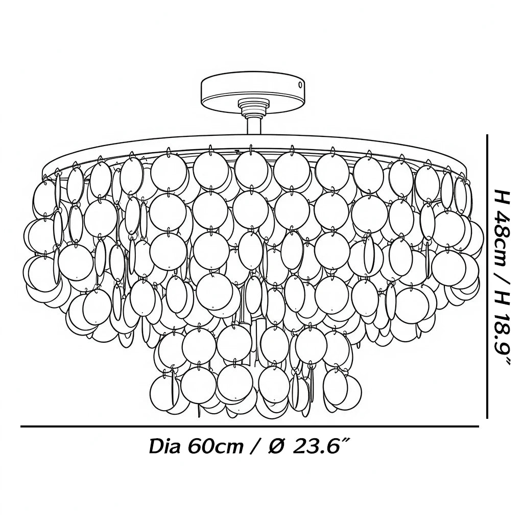 Dimensions of the Nerelle Tiered Disc Semi-Flush Ceiling Light