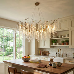 Organic Branch Glass Leaf Chandelier