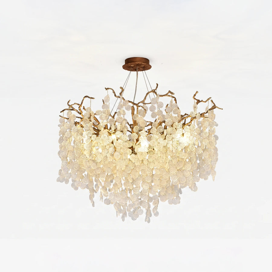 Organic Branch Glass Leaf Chandelier