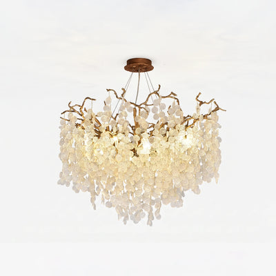 Organic Branch Glass Leaf Chandelier
