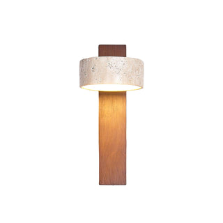 Minimalist Stone and Wood Wall Lamp