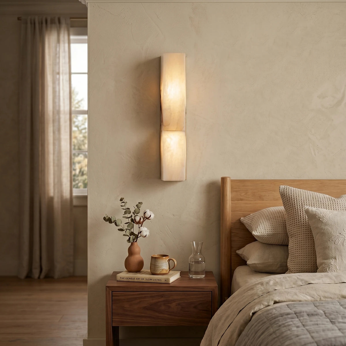 Rectangular Alabaster Curved Wall Sconce