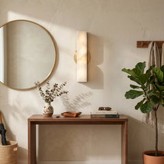 Rectangular Alabaster Curved Wall Sconce