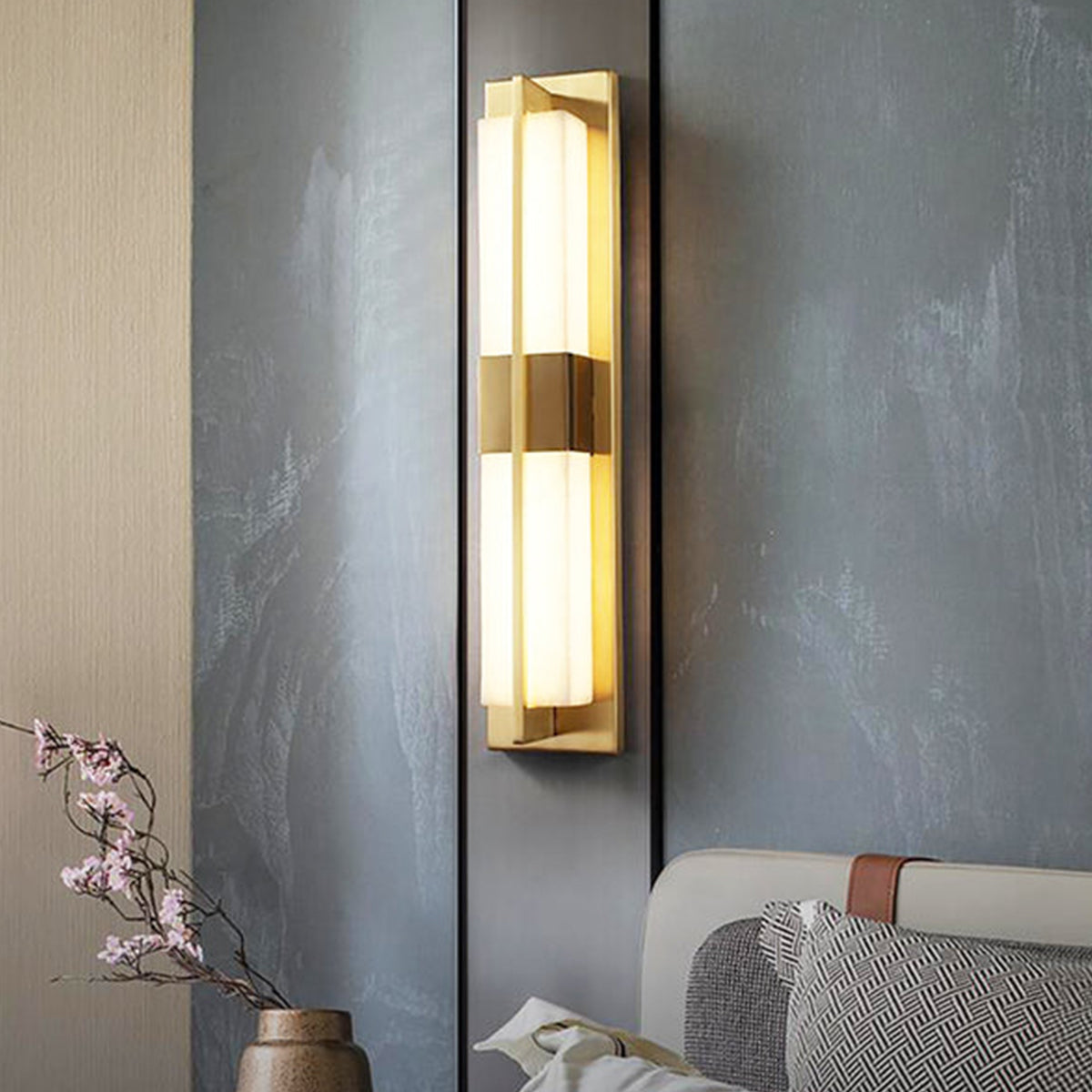 Rectangular Luxury Alabaster Wall Sconce - view 6 | Liootrlamp
