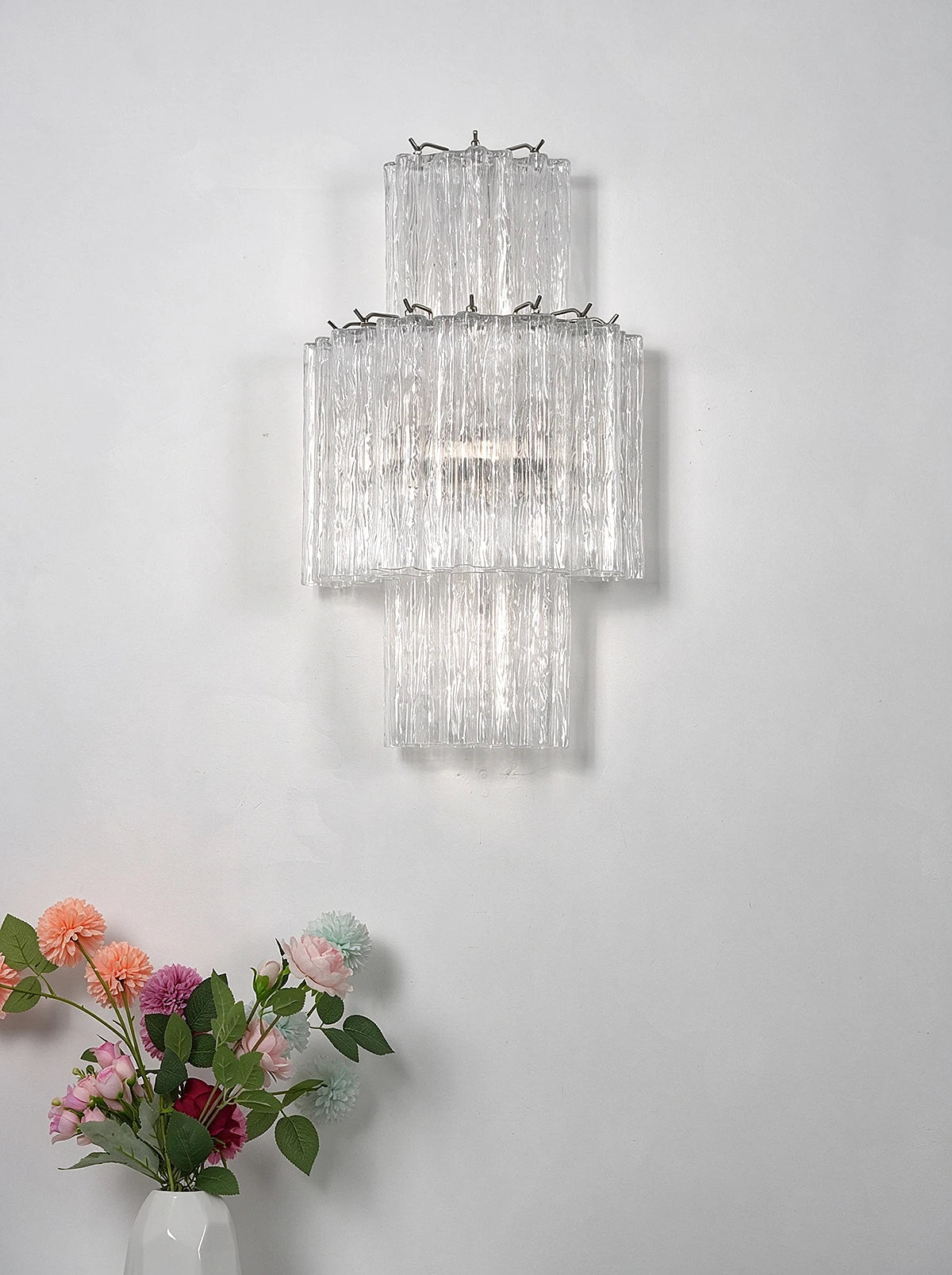 Rivelle Tiered Textured Glass Wall Sconce