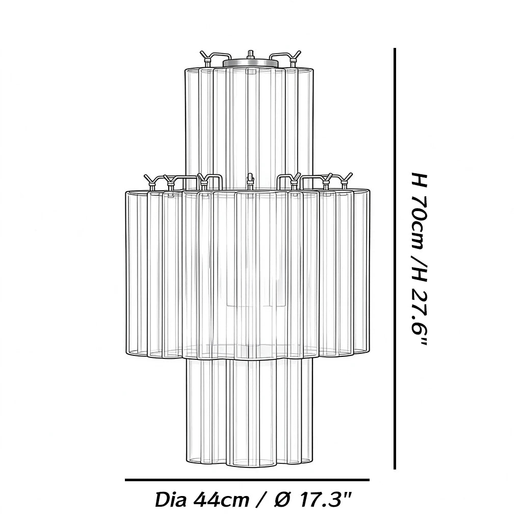 Dimensions of the Rivelle Tiered Textured Glass Wall Sconce