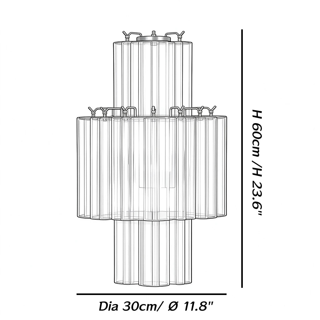 Dimensions of the Rivelle Tiered Textured Glass Wall Sconce