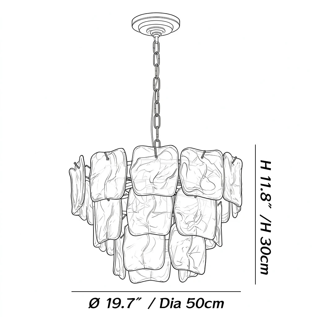 Dimensions of the Rosavelle Tiered Chandelier